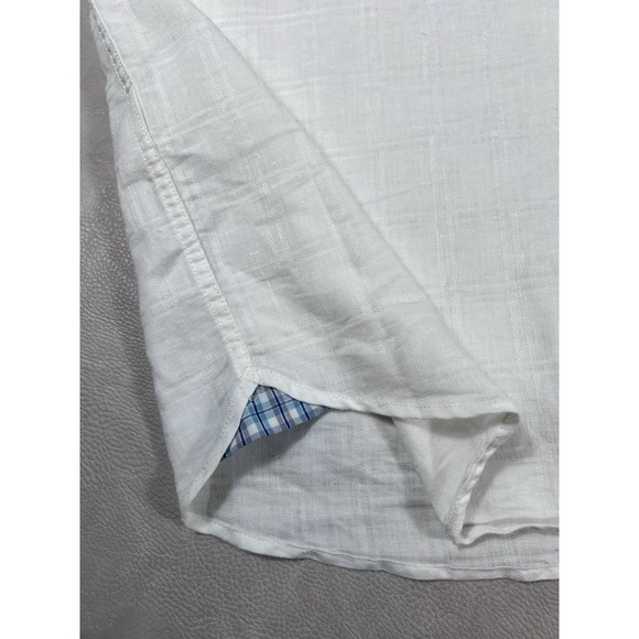 Tommy Bahama Linen Shirt Size XXL White Hawaiian Short Sleeve Pocket Shirt - Picture 7 of 10